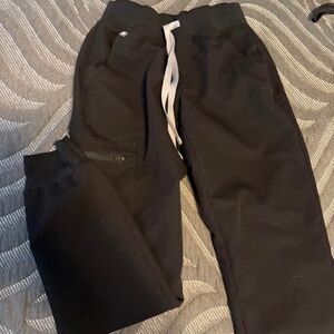Figs Black Track Pants with White Drawstring